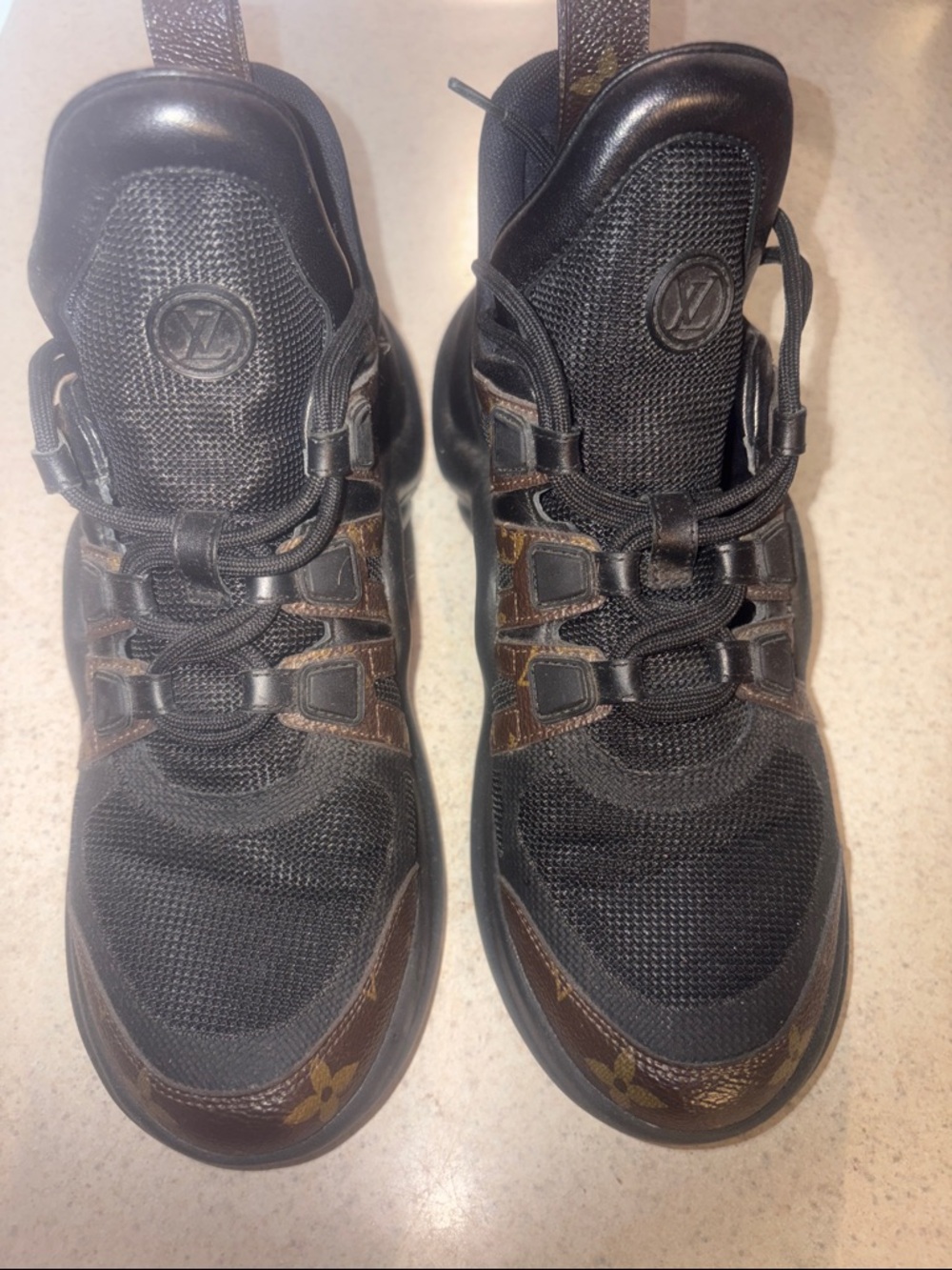 Louis Vuitton Black and Brown Women's Athletic High-Top Sneakers